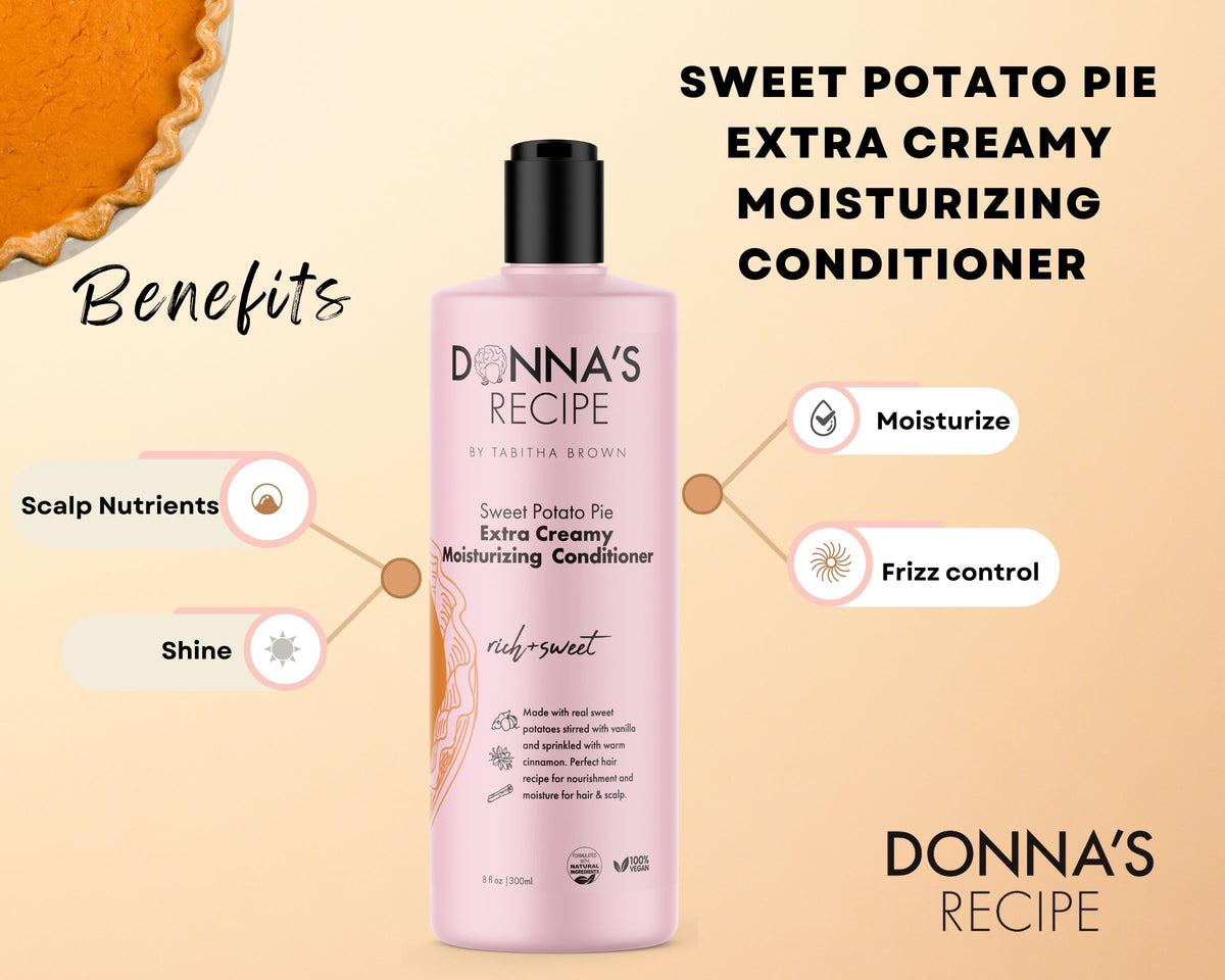 Donna's Recipe closeup label highlighting sweet potato extract ingredient