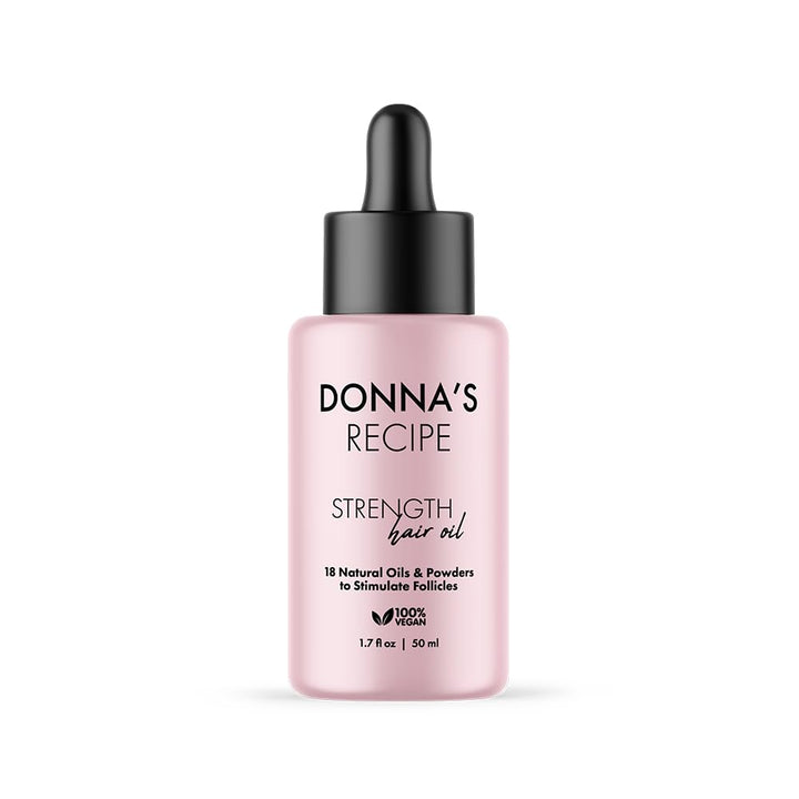 Donna's Recipe front bottle view showing packaging and compact 1.7 oz size benefit