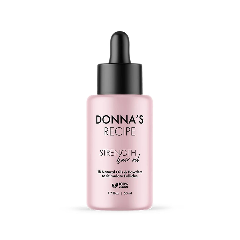 Donna's Recipe front bottle view showing packaging and compact 1.7 oz size benefit
