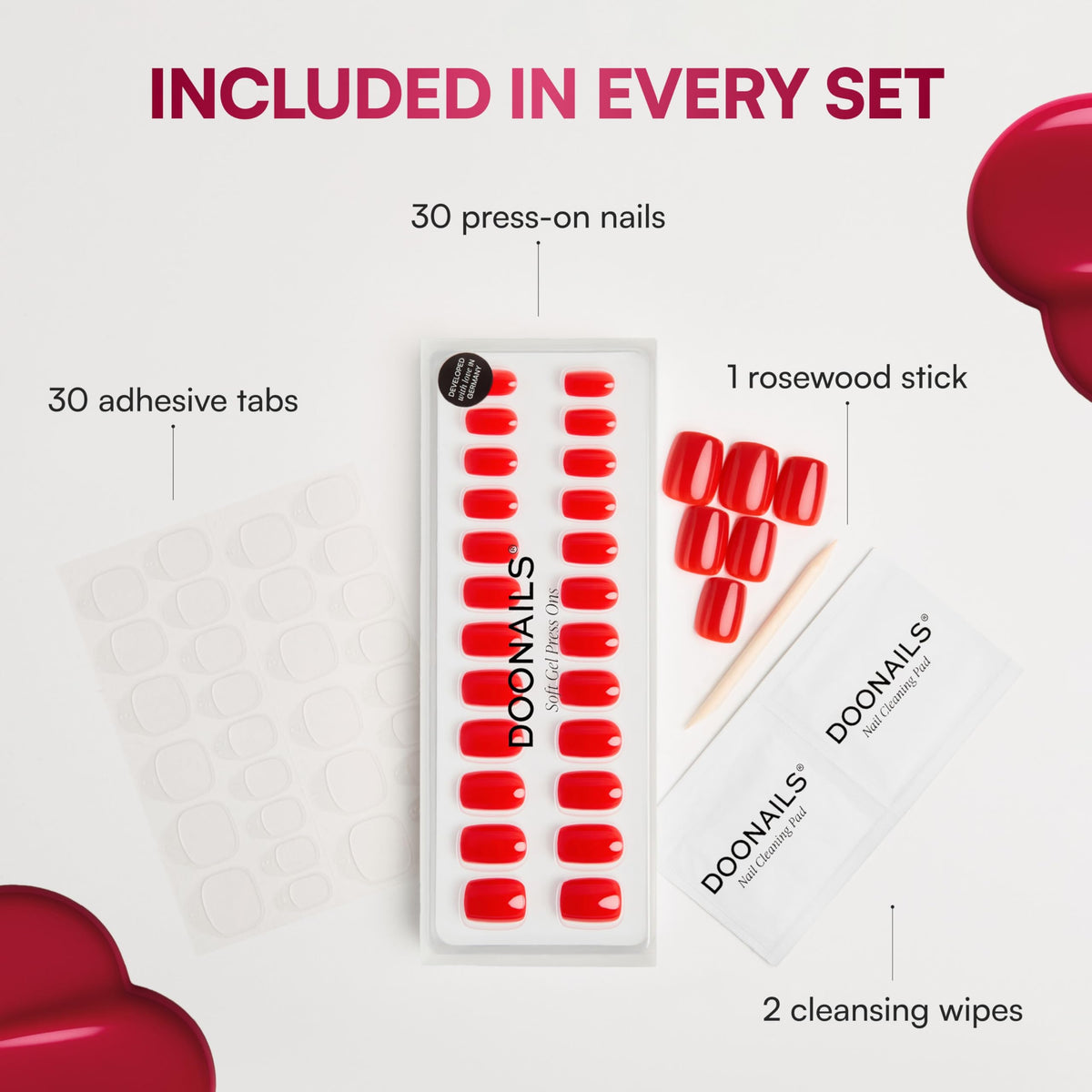 DOONAILS adhesive stickers and cleaning wipes displayed for simple quick application