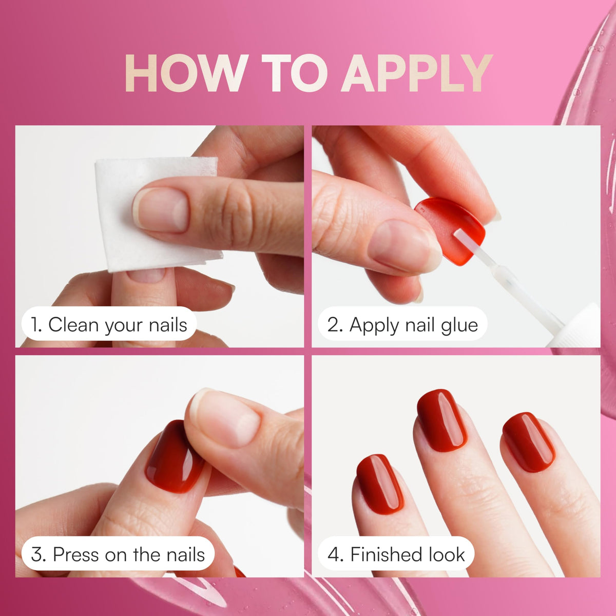 DOONAILS close-up of glue bonding a nail tip for long-lasting wear