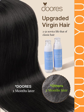 DOORES close-up of seamless skin weft tape highlighting invisible attachment