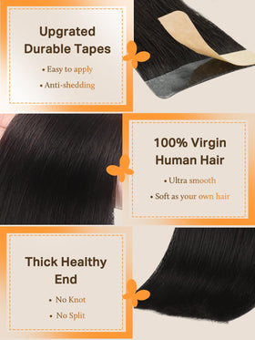 DOORES straight Remy hair texture close-up showing soft, shiny finish