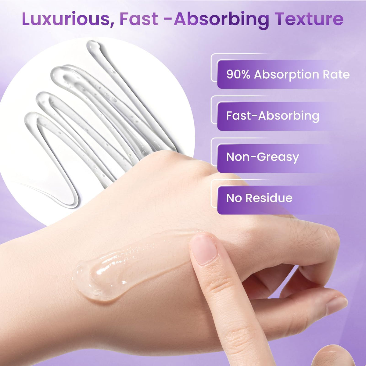 Doracome cream on fingertip demonstrating easy application and smoothing benefit