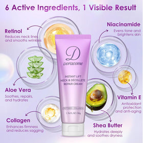 Doracome cream on neck comparison illustrating visible smoothing benefit