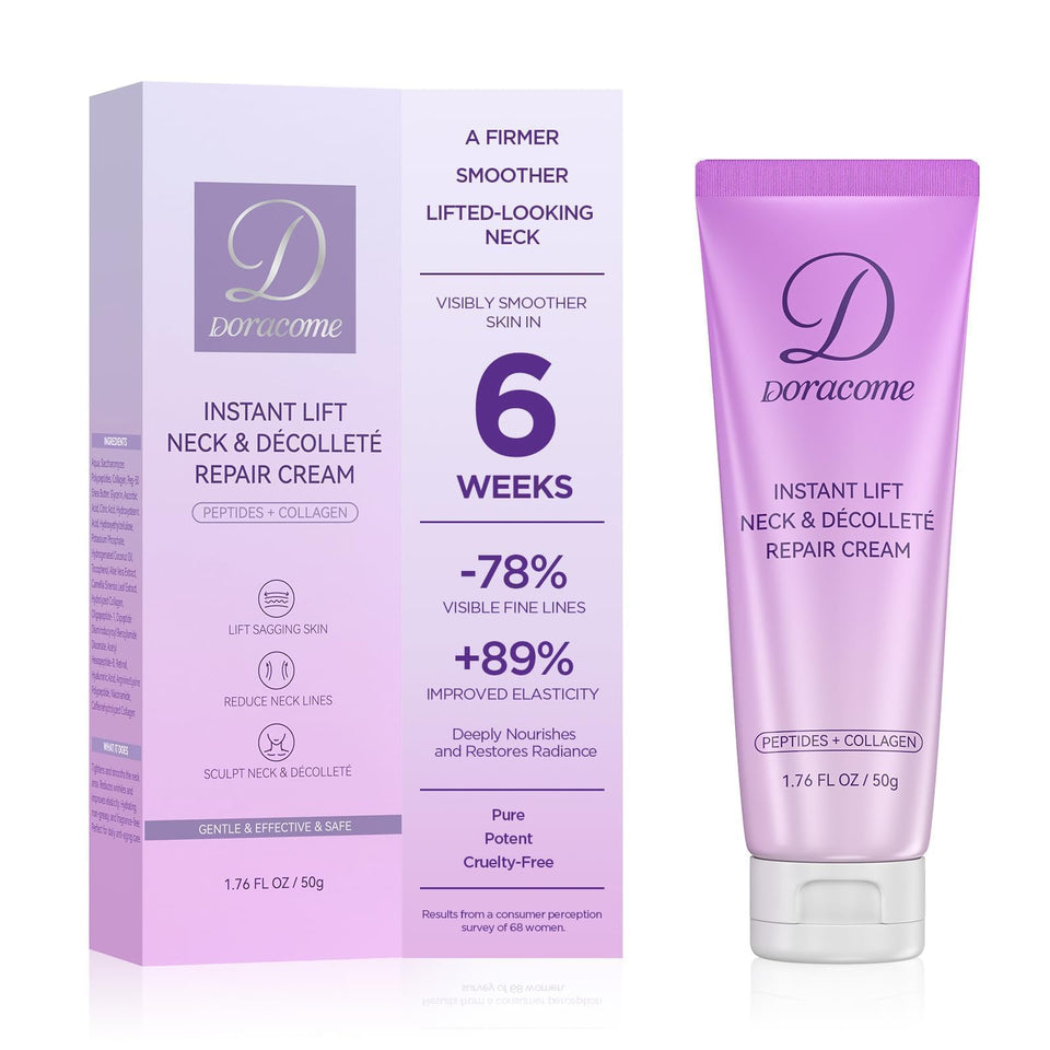 Doracome front jar neck cream showing packaging and brand clarity for confidence
