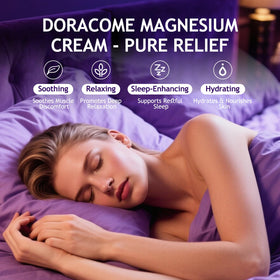 Doracome texture close-up on fingertip demonstrating smooth, fast-absorbing cream benefit