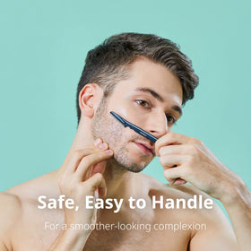 DORCO Line-Up Razor in use shaping mustache for sharp lines and neat styling benefit