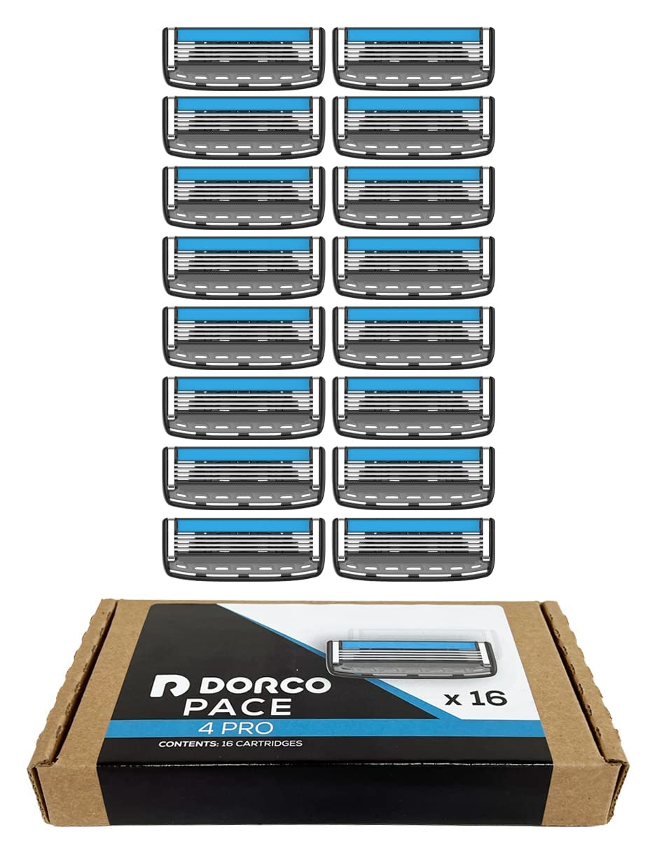 DORCO Pace 4 front packaging showing 16 cartridges and value savings