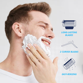 Dorco in-use shaving neck demonstrating pivoting head for close contouring