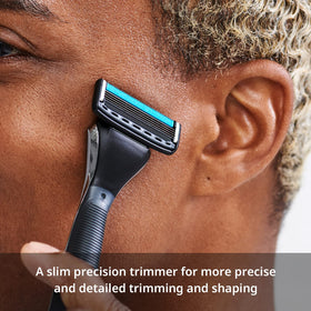 DORCO handle held in hand to show size and precise maneuvering