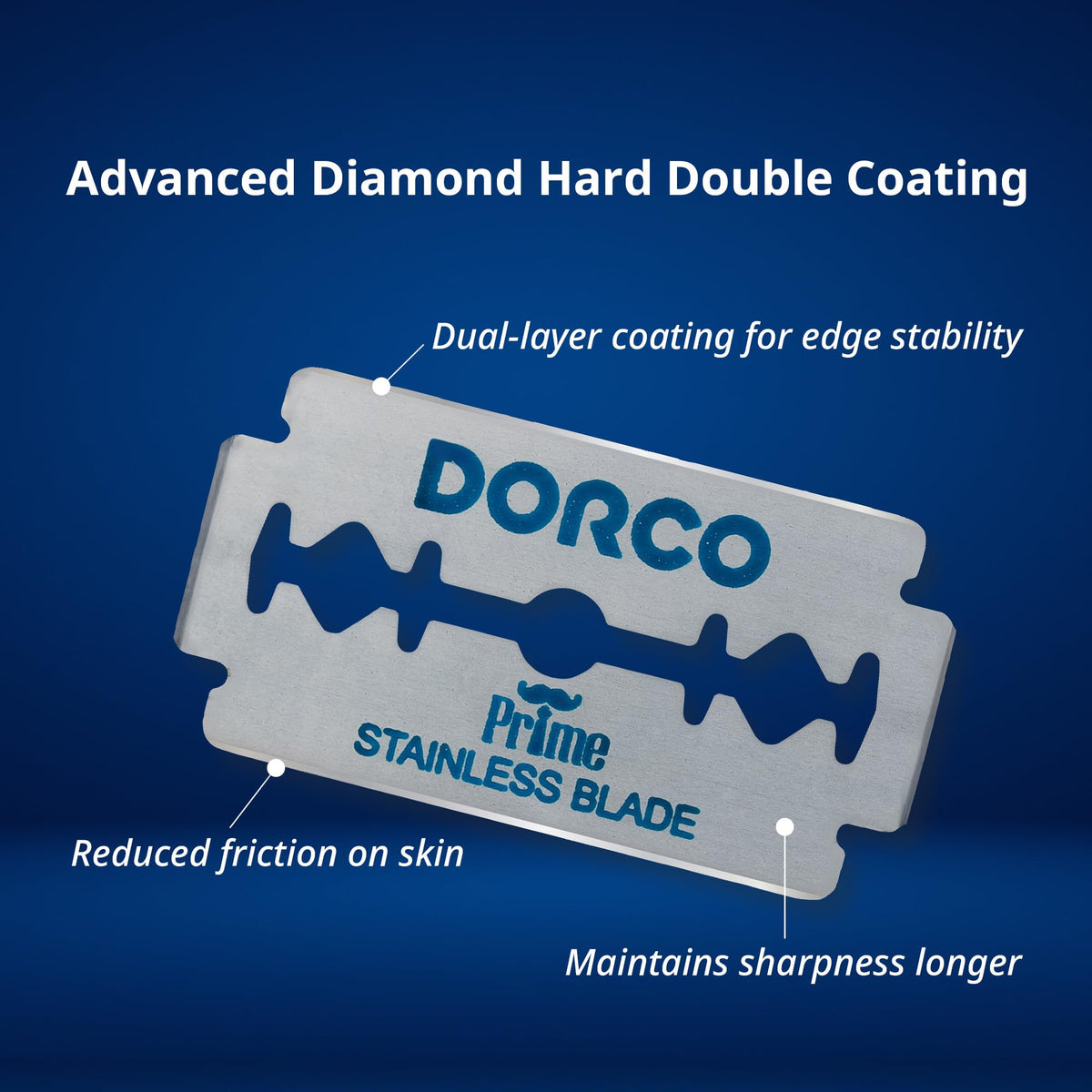 DORCO open packet with stacked blades for organized storage benefit