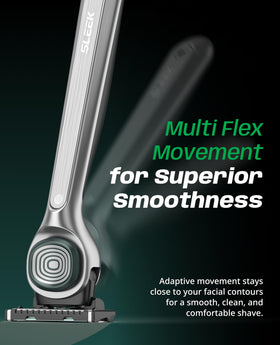 DORCO sleek cartridge detail showing six blades and open-flow rinse design