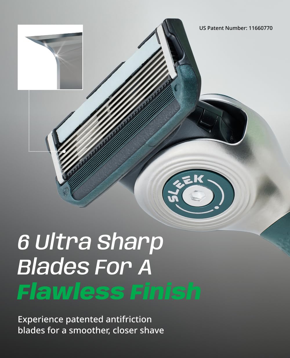 DORCO sleek flex head action demonstrating adaptive blade alignment for comfort