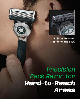 DORCO sleek in-use shaving jawline shot illustrating smooth, close shave benefit