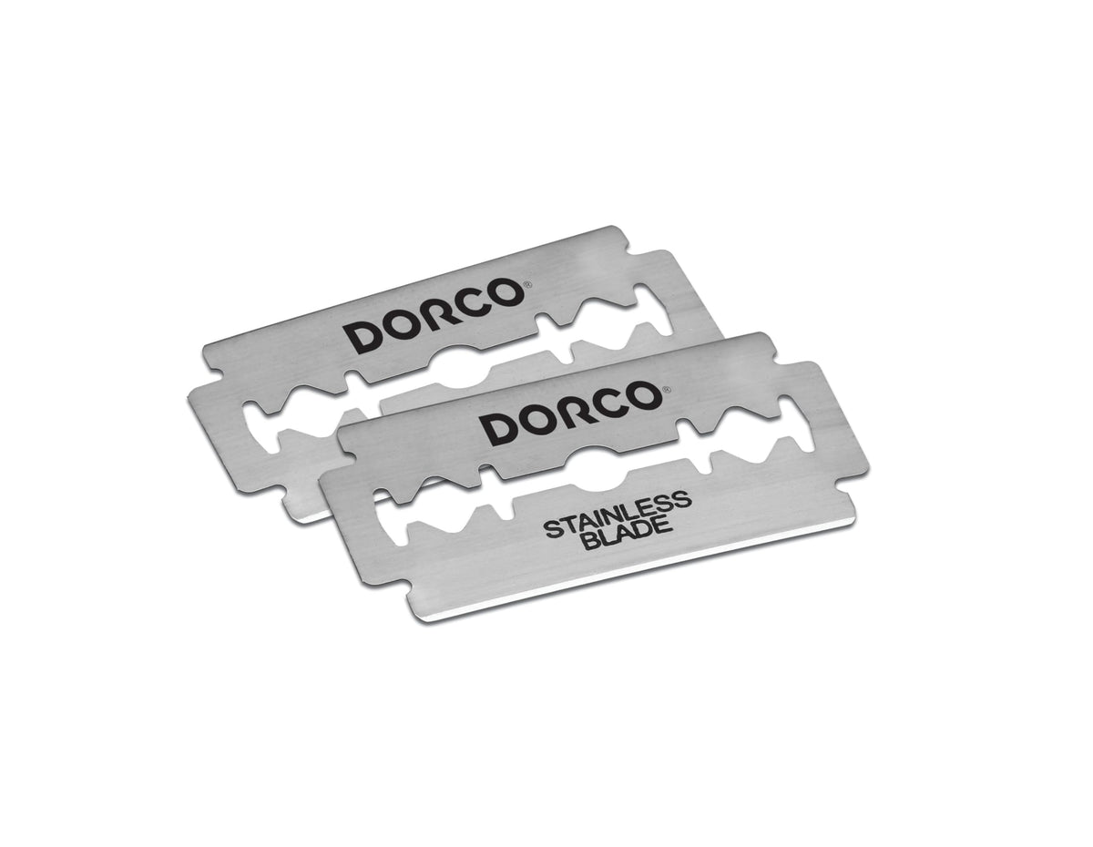 Dorco ST300 blade installed in safety razor showing fit and precision
