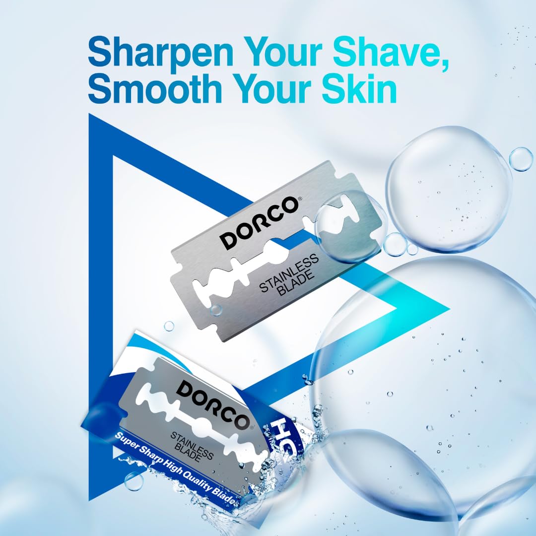 Dorco ST300 box displayed open to show the 100 blades for value