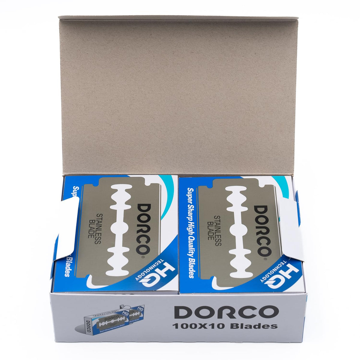 DORCO ST300 blade loaded in safety razor demonstrating smooth shave control and precision