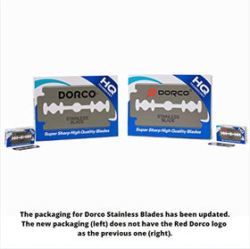 DORCO blade next to coin for scale showing standard DE size and compatibility benefit