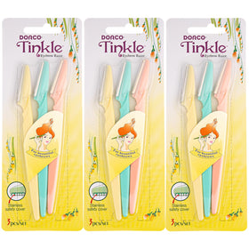 DORCO Tinkle front packaging showing nine razors and packs for easy storage
