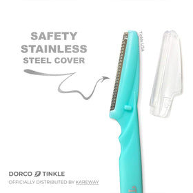 DORCO Tinkle razors next to a ruler for scale to show compact portability