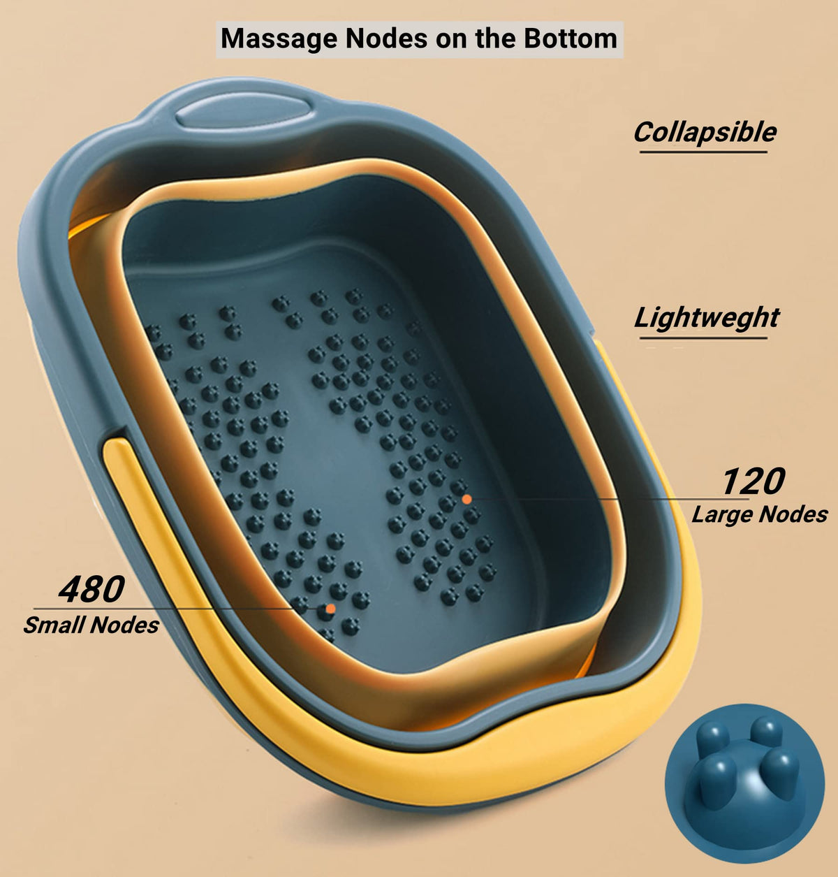 DoroSun basin in use with feet soaking to demonstrate comfort and relaxation