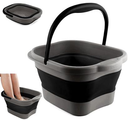 DoroSun front view showing open collapsible foot tub and handle for easy portability