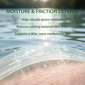 Dosoecse Healora applied under-breast area demonstrating moisture and friction protection