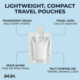 Dot&Dot filled pouches standing upright on counter for convenient dispensing