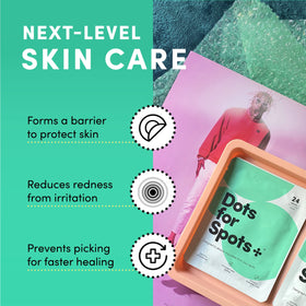 Dots for Spots patch applied to cheek, invisible coverage and protection
