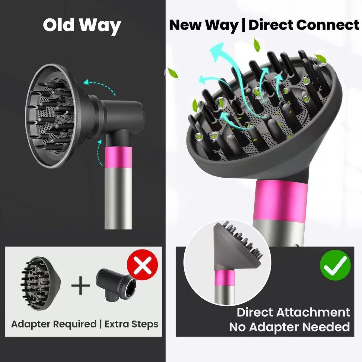 Dotspun diffuser held in hand to show size and easy snap-on benefit