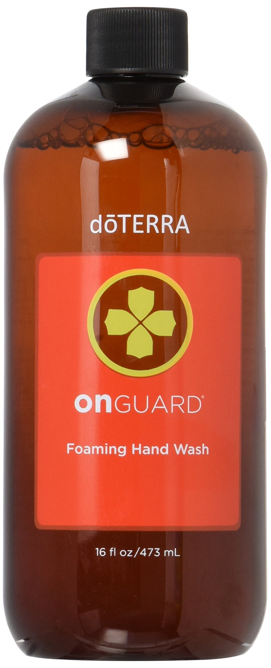 doTERRA hand wash being poured from bottle, refill transfer made simple