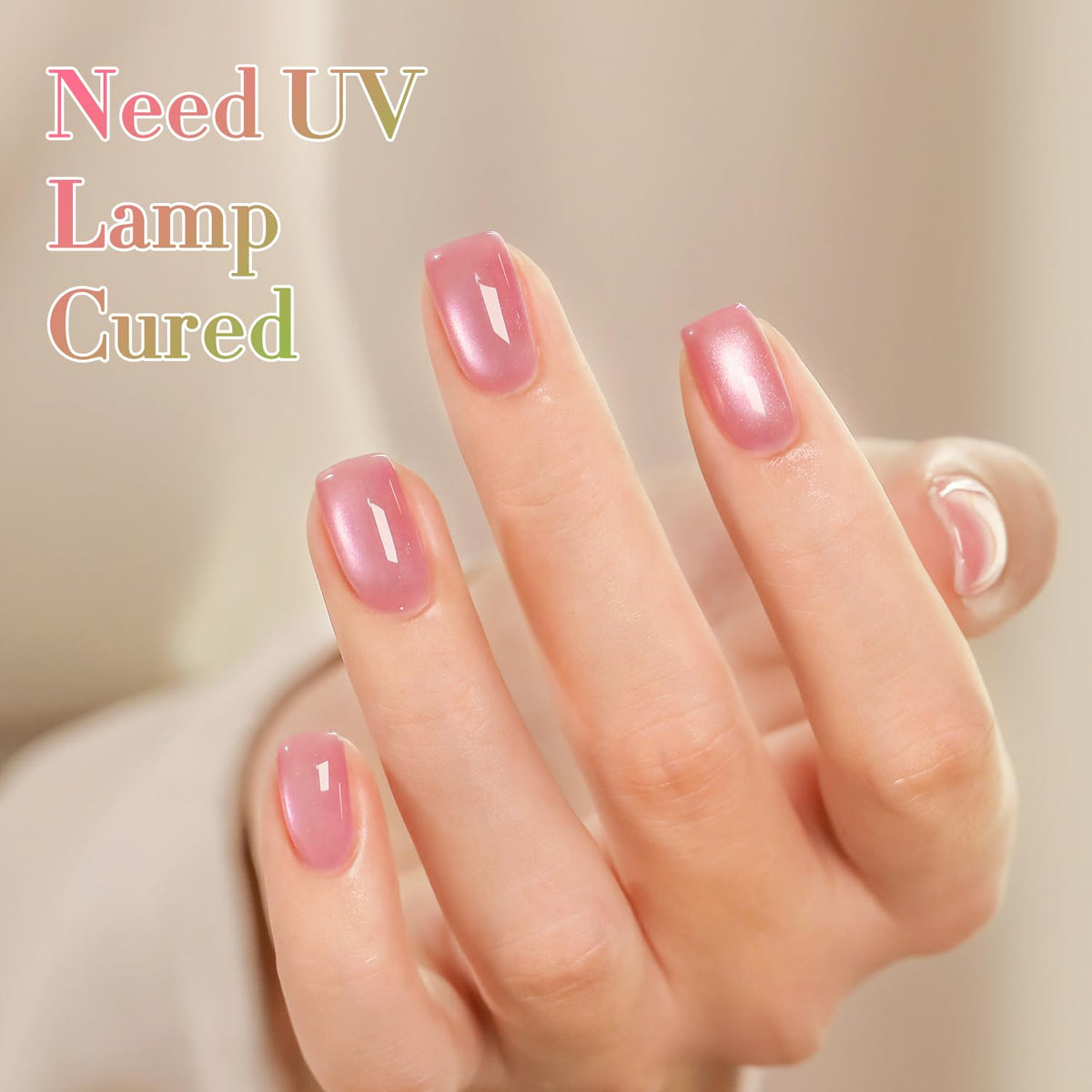 Double Rhythm application under LED lamp demonstrating curing step for long-lasting wear benefit