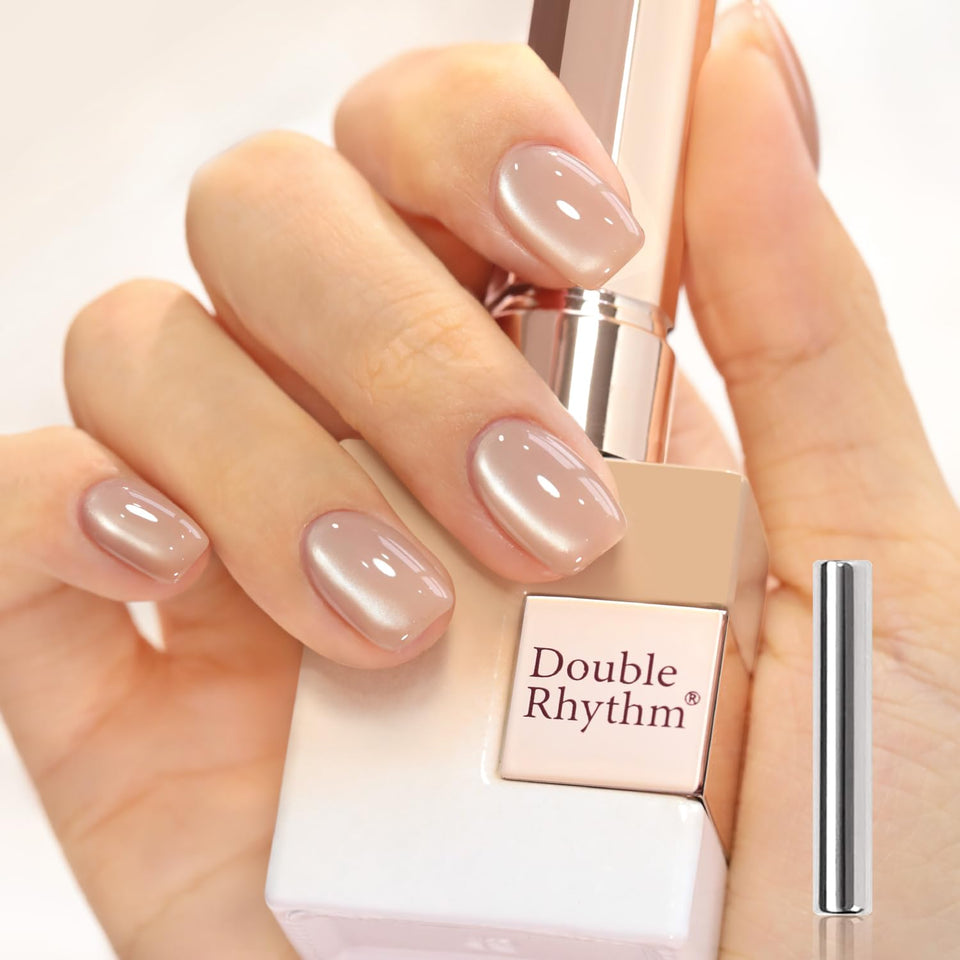 Double Rhythm front bottle view showing apricot nude shade and jelly finish