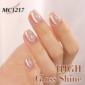 Double Rhythm finished manicure on hands in lifestyle setting showing reflective glow