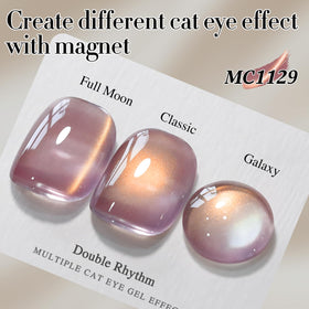 Double Rhythm before and after nails showing visible cat eye transformation