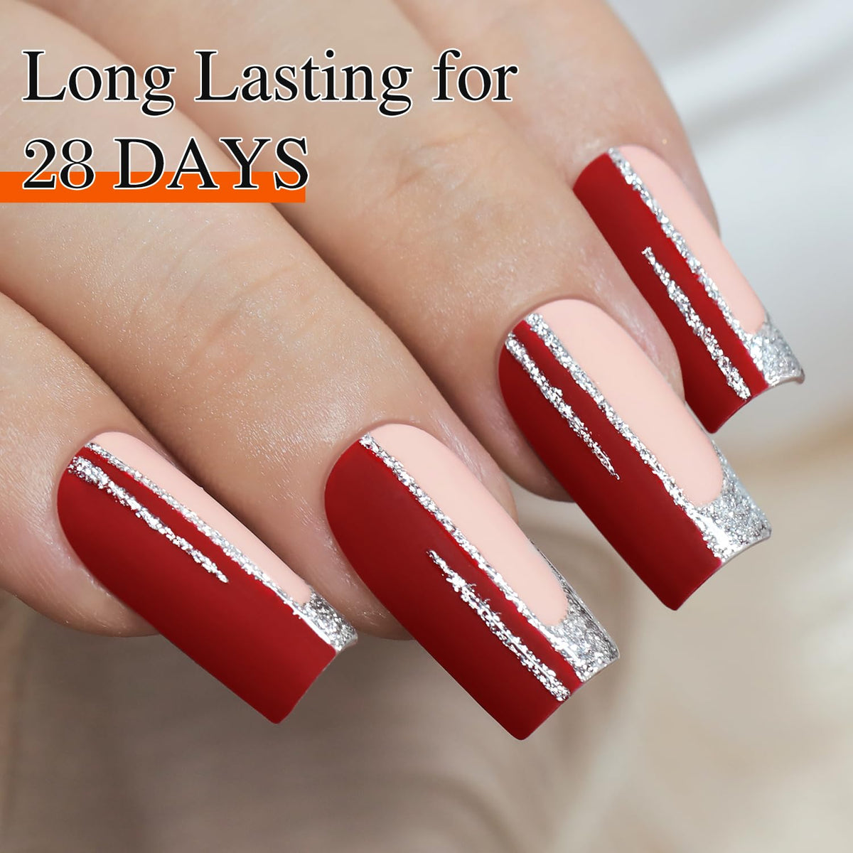 Double Rhythm before and after manicure comparison illustrating dramatic metallic impact