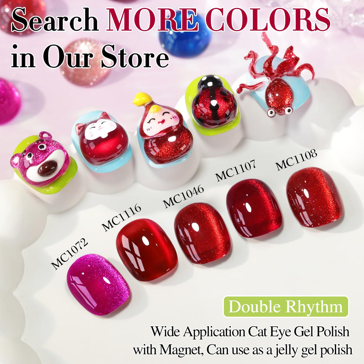 Double Rhythm styled evening manicure outdoors showing finished nails and high-impact shimmer