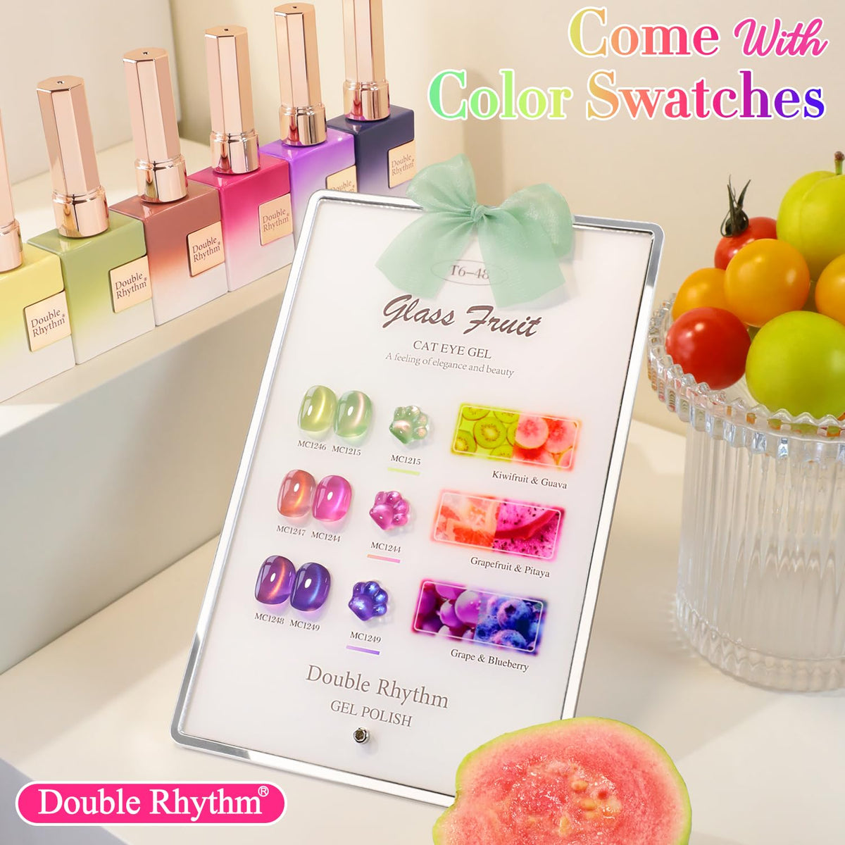 Double Rhythm bottle close-up label with clear size and easy-use benefit