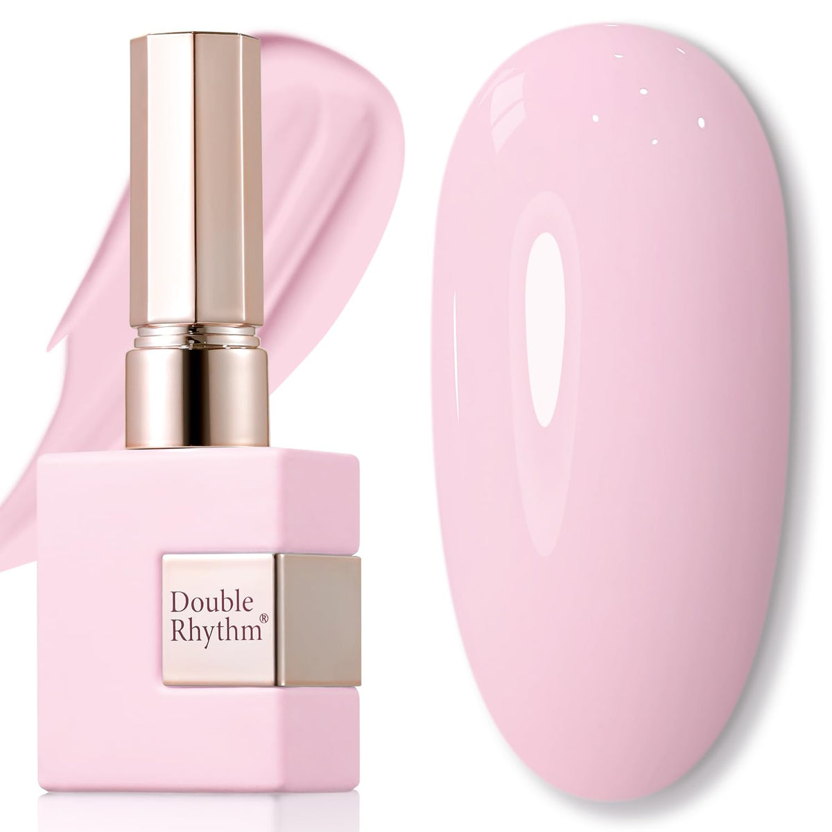 Double Rhythm bottle front view showing creamy pink shade for predictable color