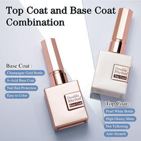 Double Rhythm bottle close-up showing clear 15ml base and top coats