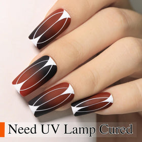 Double Rhythm finished manicure in lifestyle scene showing polished chrome accent nails