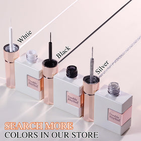 Double Rhythm bronze mirror chrome painted on dark nail base showing high-contrast shine