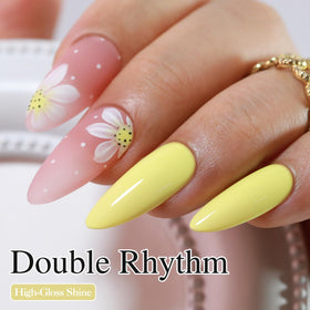 Double Rhythm brush and bottle angle illustrating smooth application benefit
