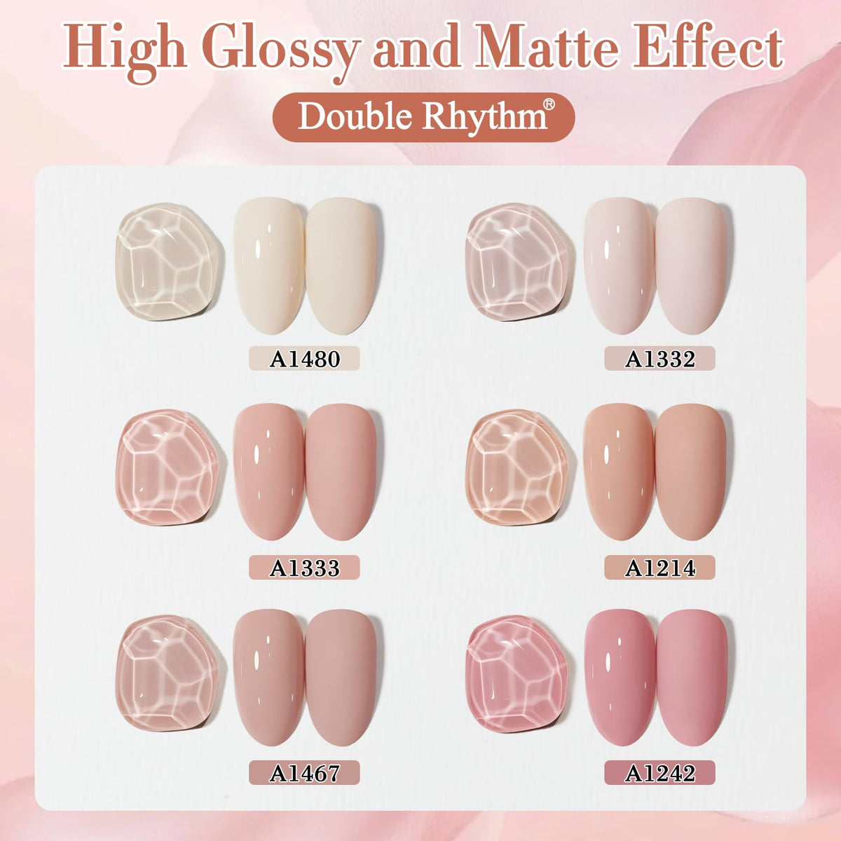 Double Rhythm brush spreading smooth gel texture for even coverage and fewer coats