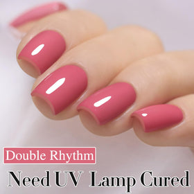 Double Rhythm brush applying a smooth stroke on a nail for even coverage benefit