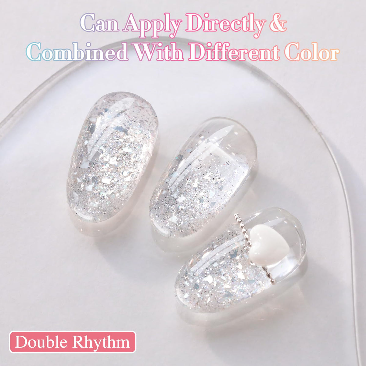 Double Rhythm brush stroke on white card showing smooth micro-glitter application
