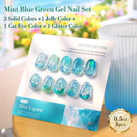 Double Rhythm color swatch on hand model demonstrating rich mint teal coverage
