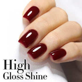 Double Rhythm cured nails with high gloss showing long-lasting shine benefit