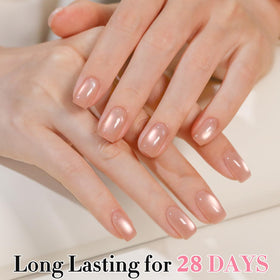 Double Rhythm cured nail showing holographic cat-eye effect and long-lasting shine